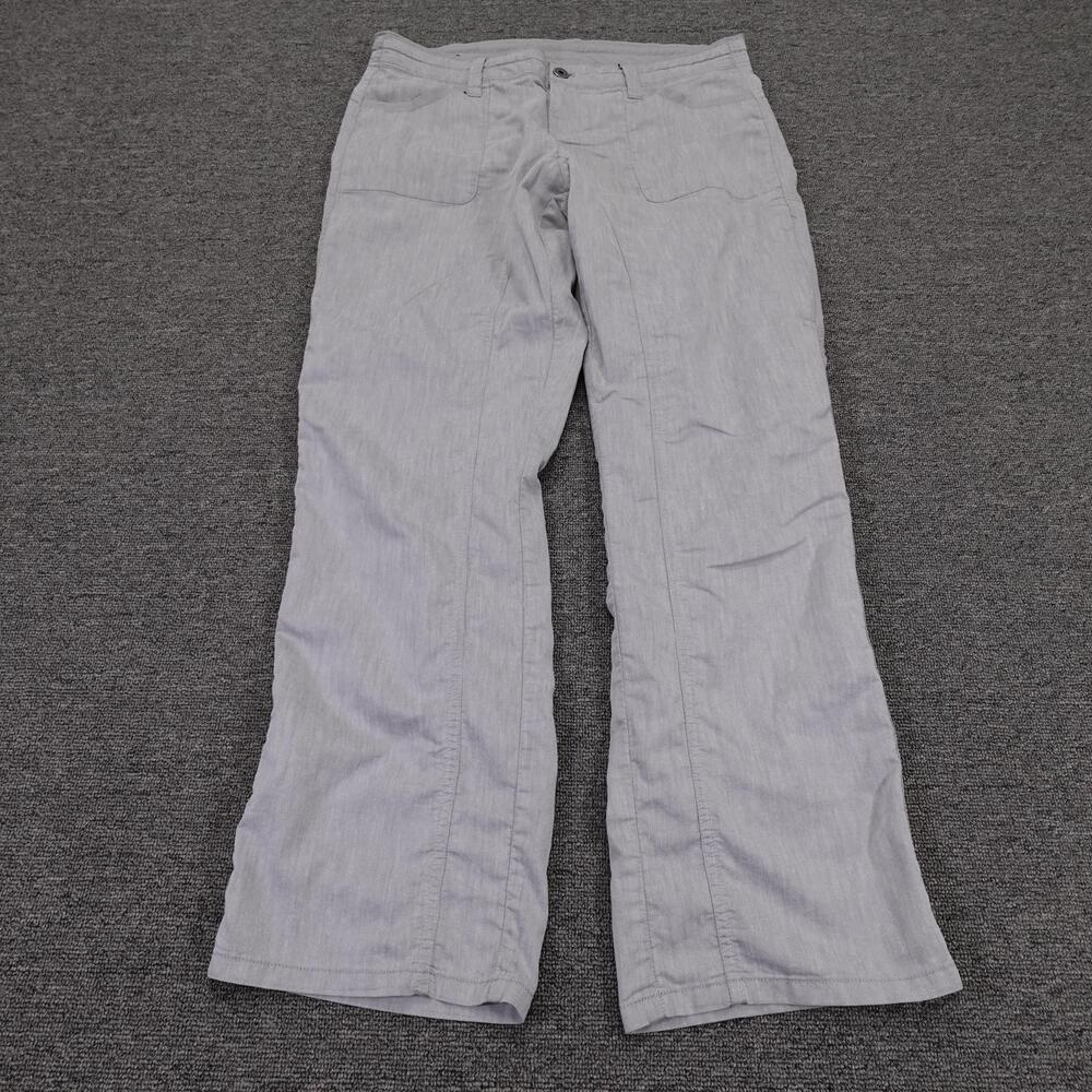 Kuhl Cabo Pants Womens 12 Short Gray Herringbone Lightweight Linen Blend Casual